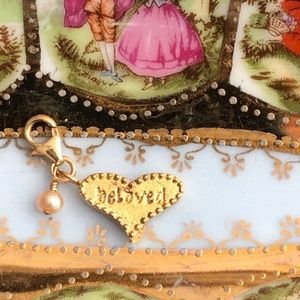 Sophia & Chloe 'Beloved'  Heart Charm with Pearl